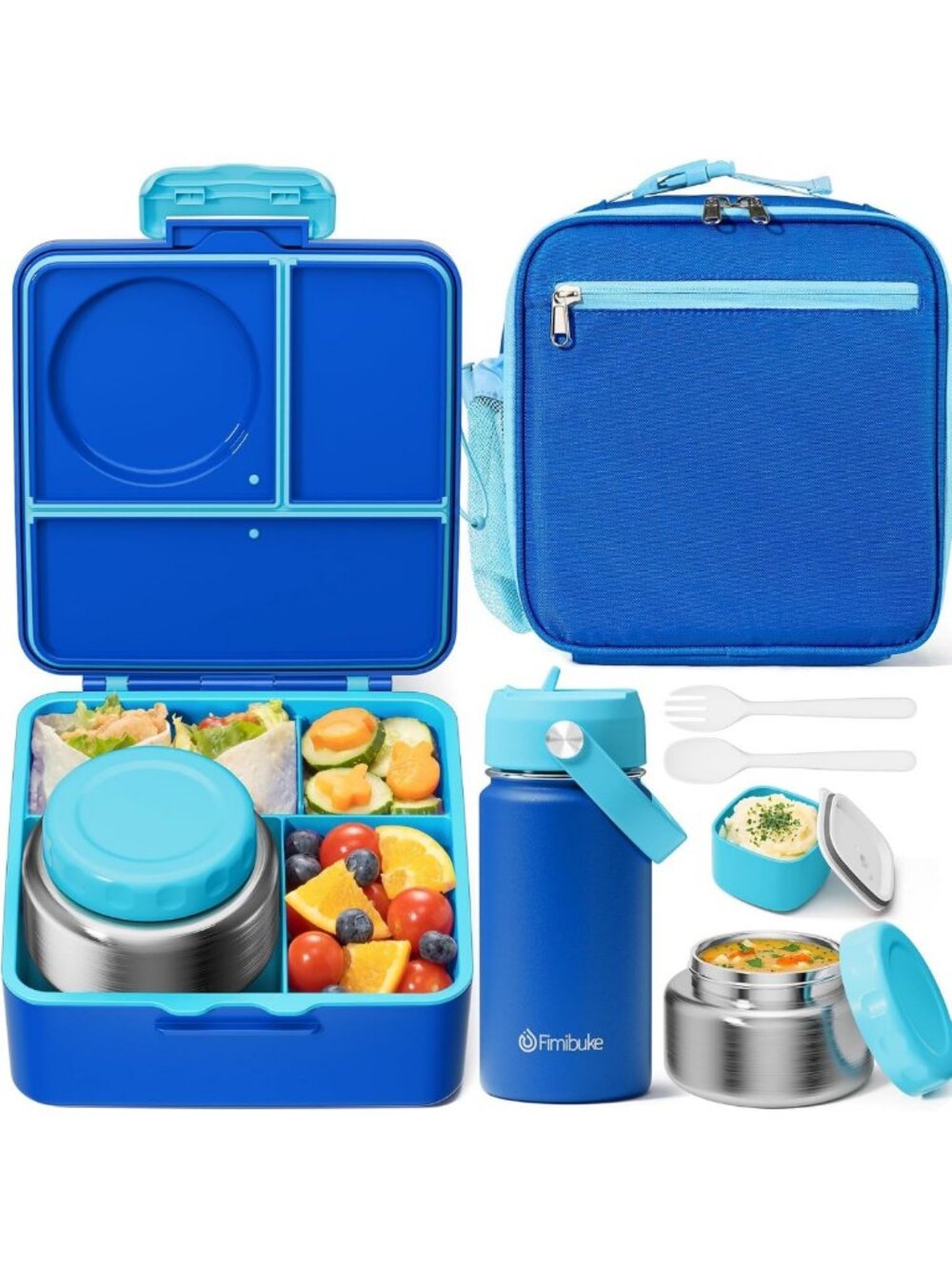 Leakproof Bento Box Set for Kids & Adults - 3-4 Compartments, Insulated Jar